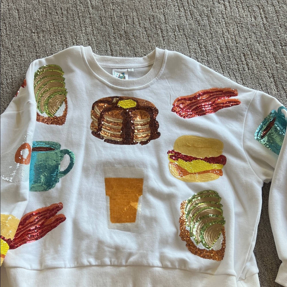 Sequin Breakfast Theme Sweatshirt